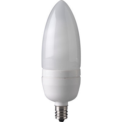 Eiko 06435 SP5B10/E12/27K 5 watt B10 Self-Ballasted Bullet Shaped Spiral Compact Fluorescent Lamp, Candelabra (E12) base, 2700K, 220 lumens, 10,000hr life, 120 volt, Non-dimmable. *Discontinued*