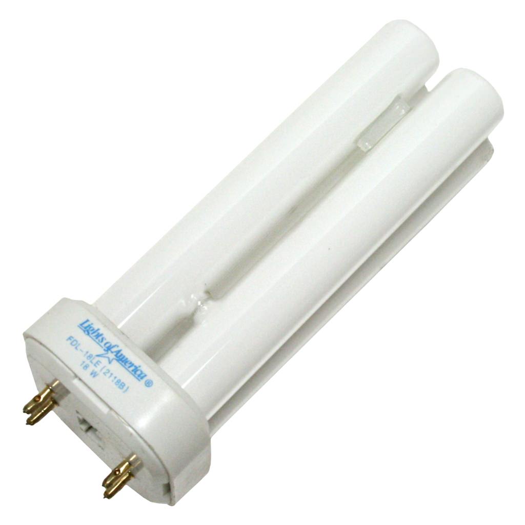 Lights of America 2118B FDL-18LE 18 watt Double-Tube Compact Fluorescent Lamp, 4-Pin (G24q-2) base, 2700K, 1600 lumens, 10,000hr life, 120 volt. *Discontinued*