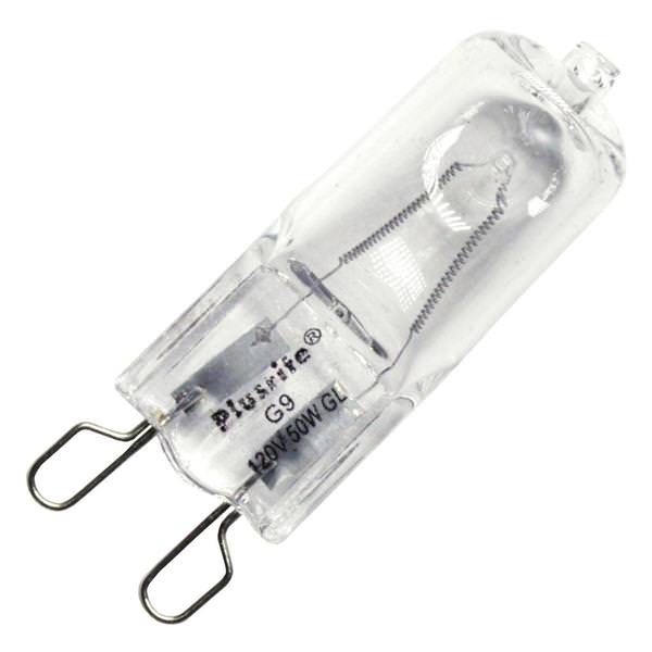 Plusrite 3417 JCD50/CL/G9/120V Clear 50 watt JCD Halogen Lamp, Looped-Pin (G9) base, 950 lumens, 2,000hr life, 120 volt