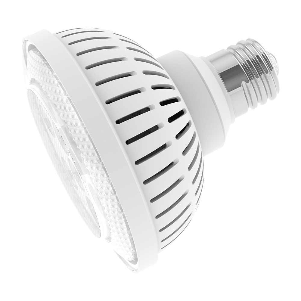 Solais LR30-40-30V-900-WH 12.5 PAR30 LED Flood Lamp, E26 Medium Base, 15 ° Degree Beam Angle, 3000K, 90CRI VioLight , 900 Lumens, 50,000hr Life, 120V, Dimming, White Housing