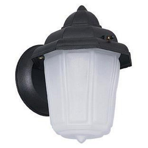 Sunset F7804-31 Cast Aluminum Lantern Wall Fixture, 8-1/2in. x 7in. x 6in., Frosted Glass Lens, w/out 100W Medium (E26) lamp, 120 volt, Black Finish