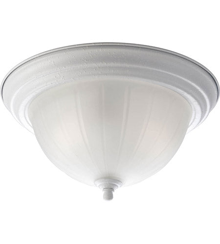 Progress P3817-30  13-1/4in. Ceiling Flush Mounted Fixture, Etched Ribbed Glass Lens, 2-Lamp Medium (E26) socket, 120 volt, White Finish