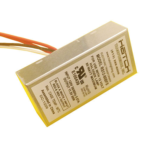 Hatch RS12-80BFS 120V-to-12V Transformer, Bottom Feed w/ Studs, 80W Max. Load. *Discontinued*