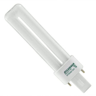 Sylvania 21277 CF7DS/827 7 watt Single-Tube Compact Fluorescent Lamp, 2-Pin (G23) base, 2700K, 400 lumens, 10,000hr life