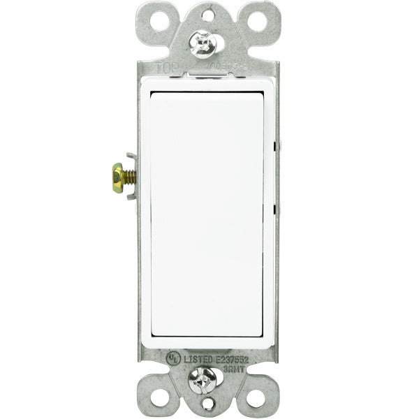 Enerlites 91150-W  Single Pole Decorator Push Paddle Switch, 15 Amp Max., 120/277 volt, White Finish