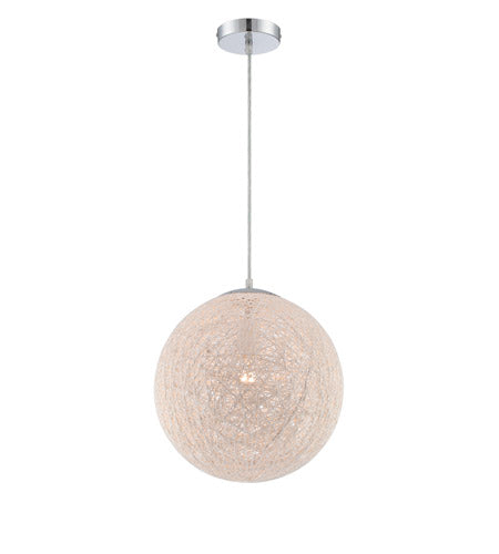 Kumi LS-19520 Chrome Kumi 1 Light Pendant with Weaved Paper Shade