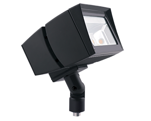 Rab FFLED80T 80 watt LED Floodlight Fixture to replace 250W MH, 11" x 7-1/2" x 11.5" tall, Trunnion Mount, 5000K, 9672 lumens, 100,000hr life, 120-277 volt, Bronze Finish. *Discontinued*