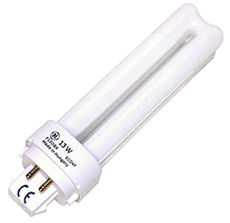 GE 97596 F13DBX/835/4P 13 watt Double-Tube Compact Fluorescent Lamp, 4-Pin (G24q-1) base, 3500K, 900 lumens, 17,000hr life *Discontinued*