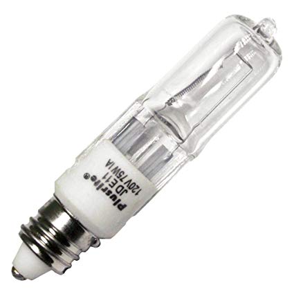 Plusrite 3470 JD75/CL/E11/130V Clear 75 watt JD Halogen Lamp, Mini Candelabra (E11) base, 1100 lumens, 2,000hr life, 130 volt