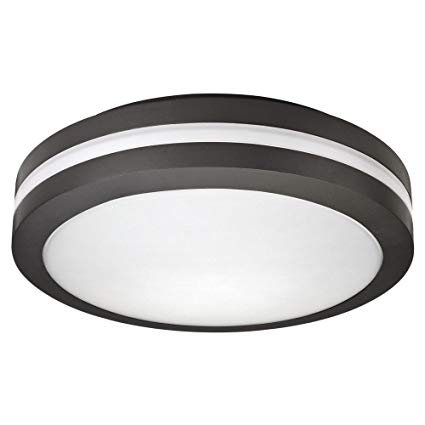 Lithonia OLCFM-15-DDB  16.6 watt LED Outdoor Flush Mount Ceiling Light Fixture, White Acrylic Diffuser, 4000K, 1077 lumens, 50,000hr life, 120 volt, Dark Bronze Finish