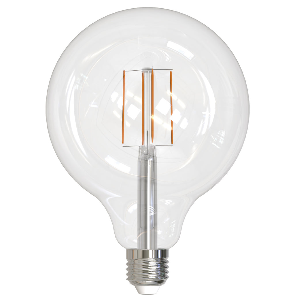 Bulbrite 776878 LED8G40/27K/FIL/3 Clear 8.5 watt G40 LED Filament Globe Lamp, Medium (E26) base, 2700K, 800 lumens, 15,000hr life, 120 volt, Dimming, Enclosed Rated