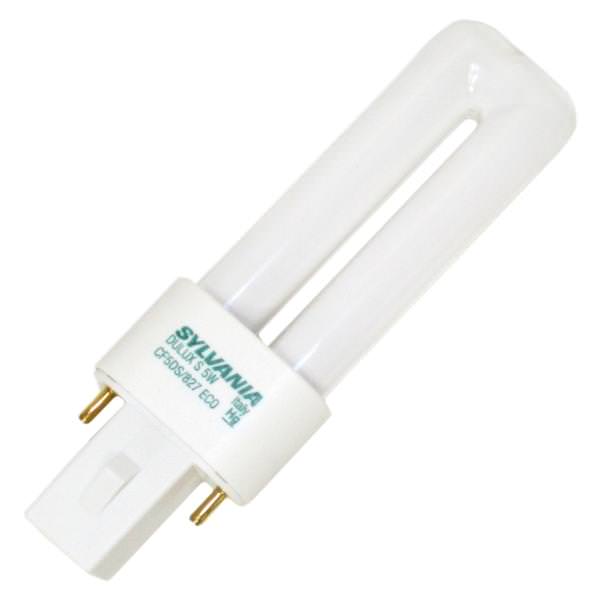 Sylvania 21279 CF5DS/827 5 watt Single-Tube Compact Fluorescent Lamp, 2-Pin (G23) base, 2700K, 230 lumens, 10,000hr life