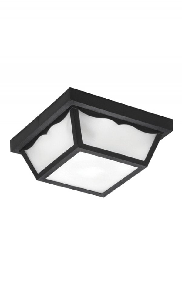 Wave 157FM-LR12-C-BK  13 watt LED Outdoor Ceiling Fixture, Frosted Glass, Medium (E26) base socket, 4000K, 1000 lumens, 50,000hr life, 120 volt, Dimming, Black Finish