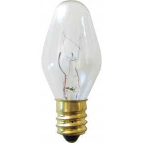 Import 10C7/CL/120V Clear 10 watt C7 Xmas Lamp, Candelabra (E12) base, 4,000hr life, 120 volt