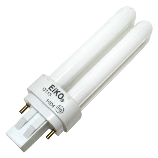 Eiko 15564 QT13/27 13 watt Double-Tube Compact Fluorescent Lamp, 2-Pin (GX23-2) base, 2700K, 810 lumens, 10,000hr life