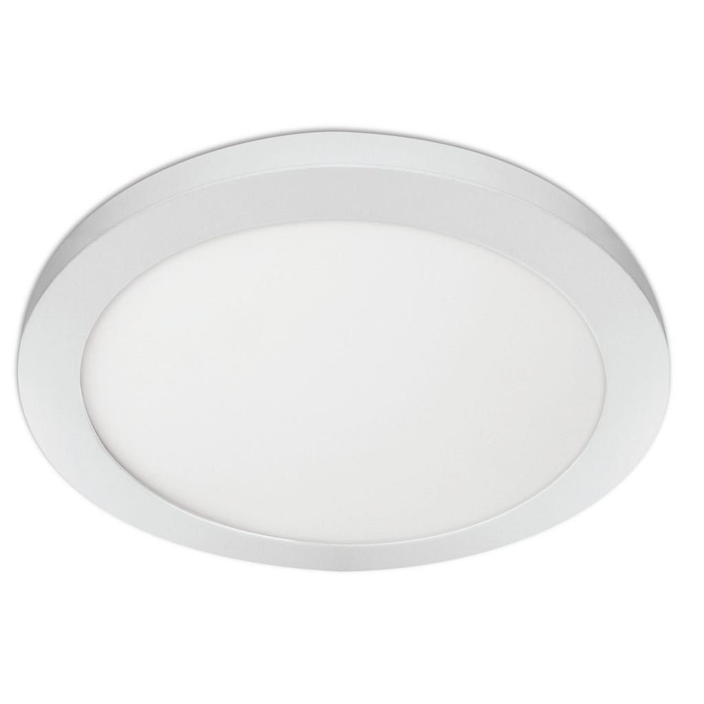 Feit 74210  11" 12.5 watt LED Round Flush Mount Downlight Ceiling Fixture, 875 lumens, 50,000hr life, 120 volt, Dimming, White Finish