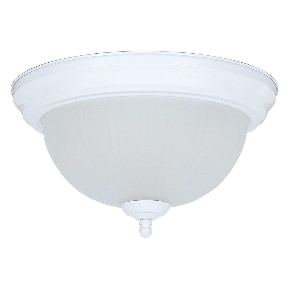 Sunset F7100-30 Two-Lamp Flush Mount White Ceiling Fixture. *Discontinued*