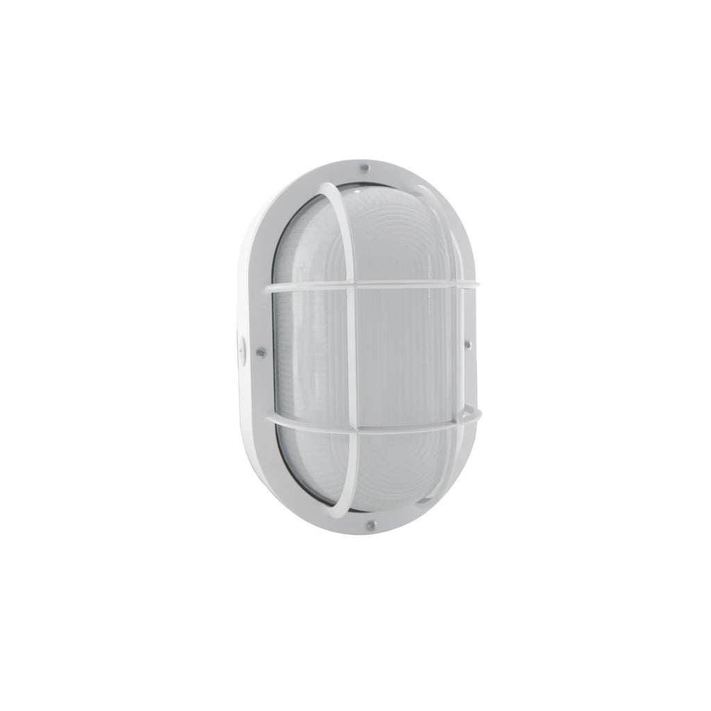 Nuvo 65-113 1-Light 20 watt LED Bulkhead Fixture, 11.25" x 7" x 5.5" tall, Frosted Glass lens, 3000K, 1400 lumens, 50,000hr life, 120-277 volt, White Finish