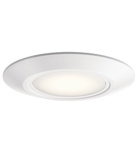 Kichler 43855WHLED30T  12.5 watt LED Downlight Ceiling Fixture, 6.5" x 1.25" tall, Polycarbonate lens, Integrated 3000K, 850 lumens, 40,000hr life, 120 volt, Dimming, White Finish, Wet Location Rated, Title 24 Compliant *Discontinued*