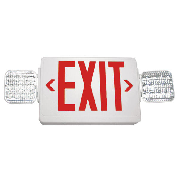 Exitronix VLED-U-WH-EL90  Two-Lamp LED Exit/Emergency Light Combo Fixture, Red Lettering