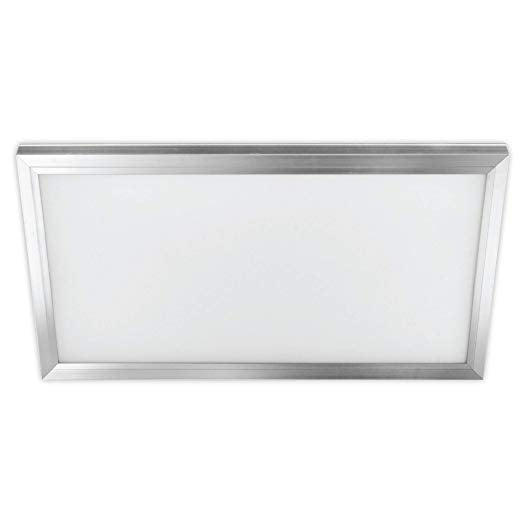 Feit FP1X2/4WY/NK 25 watt LED Edge Lit Flat Panel Ceiling Fixture, Flush Mount, 24" length, White Polycarbonate Lens, 5000K, 2000 lumens, 50,000hr life, 120 volt, Dimming, Brushed Nickel Finish