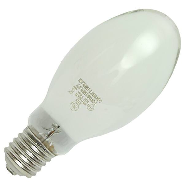 GE 24062 HR175DX/39 Coated 175 watt ED28 Mercury Vapor Lamp, Mogul (E39) base, 7800 lumens, 20,000hr life