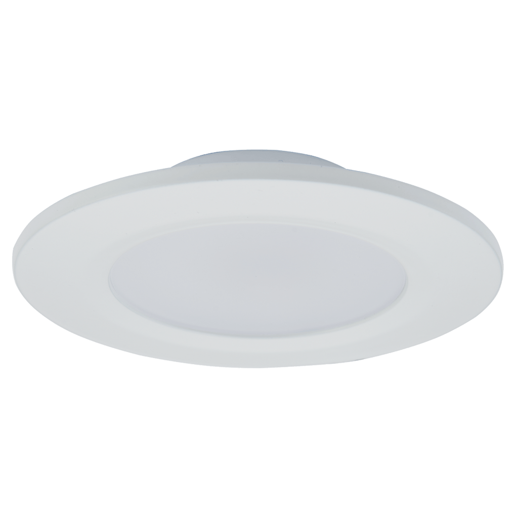 Abra Lighting 30039FM-WH 12w LED 4.5" Slim Disk Wet Location Flushmount Fixture, 4.5"w x .02"h, 3000K,  714 lumens, 50,000hr life, 120 volt, White Finish, Dimmable