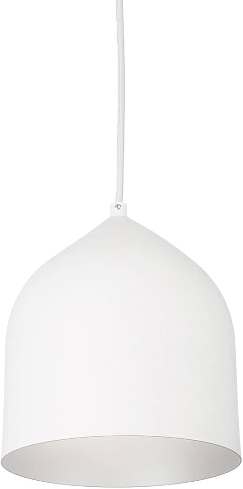 Kuzco PD9108-WH/SV 12 watt LED Helena Series Pendant Light Fixture, 9.25" Height x 7.88" Dia, 3000K, 1000 lumens, 50,000hr life, 120 Volt, ELV Dimming, Silver Interior, White Finish