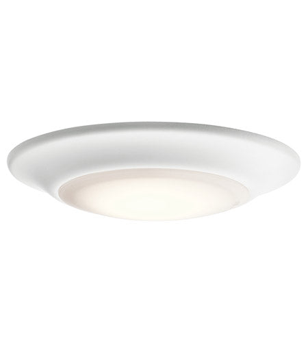 Kichler 43848WHLED27T  1-Light 8" LED Flush Mount Ceiling Fixture, Polycarbonate lens, 2700K, 1000 lumens, 40,000hr life, 120 volt, Dimming, White Finish, Wet Location Rated, Title 24 Compliant