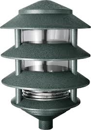 Focus FAL-04-7-HTX  4-Tier Cast Aluminum 6in. Pagoda Hat Fixture, 7W CFL, 120 volt, Hunter Green Finish