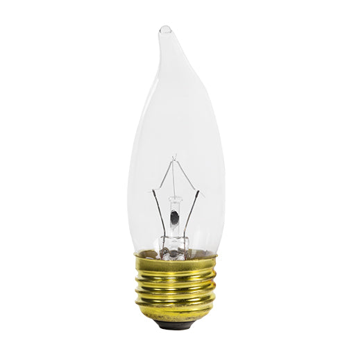 Halco 2012 25EFC/130V Clear 25 watt CA10 Flame Tip Lamp, Medium (E26) base, 180 lumens, 3,000hr life, 130 volt. *Discontinued*