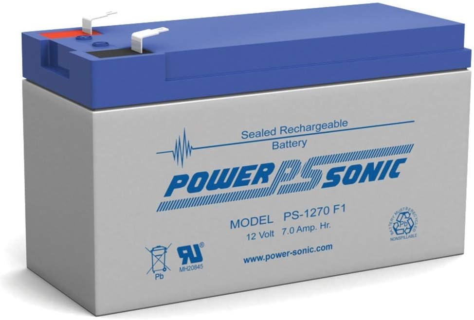 Powersonic PS-1270-F1 Sealed Lead Acid Battery, Quick Disconnect Tabs, 12 volt, 7.0 Amp Hour