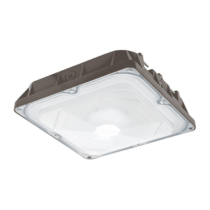 Westgate CDL2-45WW 45 watt LED Canopy Light Fixture, 10" x 3-5/8" x 10" tall, 3000K, 4300 lumens, 50,000hr life, 120-277 volt, Dark Bronze Finish, 0~10V Dimmable. *Discontinued*