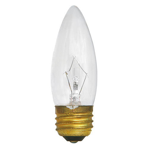 Halco 1012 25ETC/130V Clear 25 watt B10 Blunt Tip Lamp, Medium (E26) base, 180 lumens, 3,000hr life, 130 volt