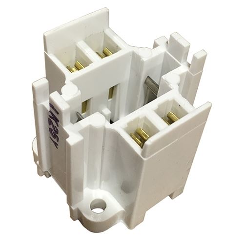 Leviton 26725-419 Four Hole Vertical Mount 4-Pin (G24q-3, GX24q-3, GX24q-4) base 26W, 32W & 42W CFL Socket, Cross to H&M LH0529. *Discontinued*