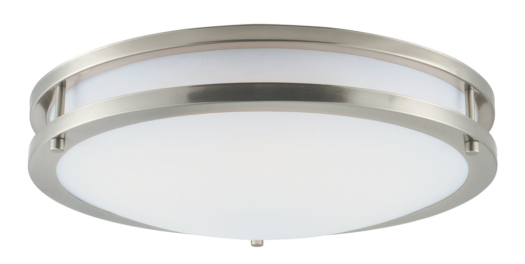 Maxim 55544WTSN 23w LED 16" Flush Mount,  16"w x 4"h, 3000K, 1450 lumens, 40,000hr life, 120 volt, Satin Nickel Finish, Dimmable