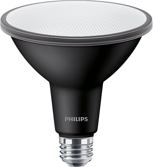 Philips 576470 14PAR38-COR-930-F25-D-P-B-ULW-T20 6-1FB 14 watt PAR38 LED Floodlight Lamp, Medium (E26) Base, 3000K, 1300 lumens, 90 CRI, 25° Beam Angle, 50,000hr life, 120 Volt, Dimming, Black Finish. *Discontinued*