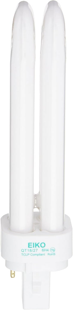 Eiko 15566 QT18/27 18 watt Double-Tube Compact Fluorescent Lamp, Offset 2-Pin (G24d-2) base, 2700K, 1150 lumens, 10,000hr life. *Discontinued*