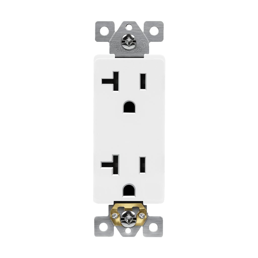 Enerlites 62001-W 20A/125V White 20 Amp Decora Style Receptacle, 125 volt