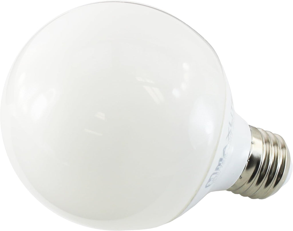 Maxlite 11147 SKM14EGCW 14 watt G25 Self-Ballasted Compact Fluorescent Globe Lamp, Medium (E26) base, 4100K, 900 lumens, 8,000hr life, 120 volt, Non-dimmable. Not for sale in California: Not Title 20 Compliant. *Discontinued*