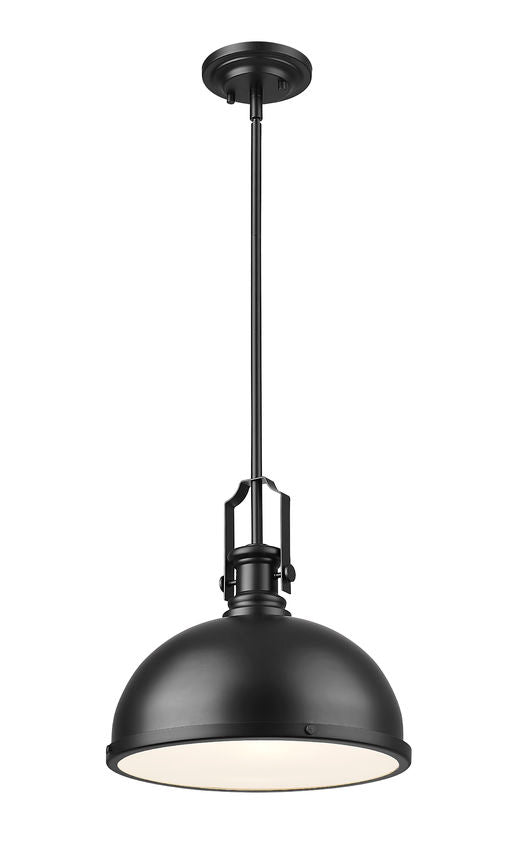 Z-Lite 725P12-MB Melange 13" Pendant in Matte Black, 13.25"w x 13"h, includes 5x 12", 1x 6" and 1x 3" rods, 110" cord length, 1x 100w Medium (E26) Base Socket, Bulb Excluded, Matte Black Finish, Dimmable