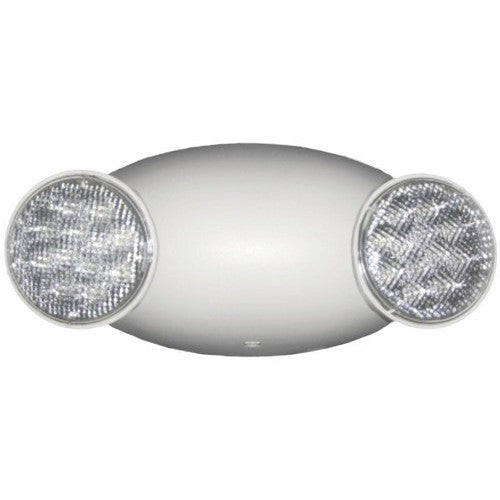 Morris Products 73112  Fully Adjustable Designer Round Head Emergency Bugeye Thermoplastic LED Unit, 79 Lumens Per Head, Dual 120/277 Volt, White Finish