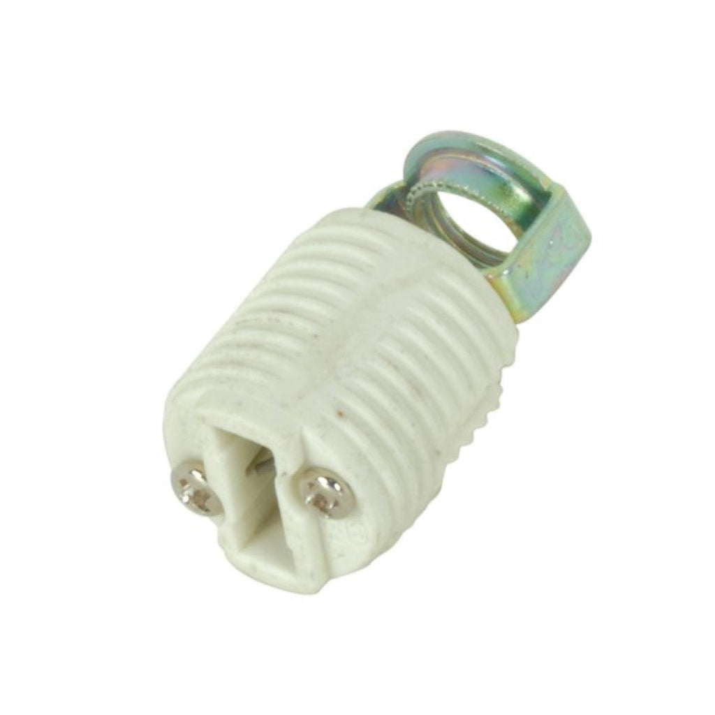 Satco 80-1582 Threaded G9 Porcelain Socket, Push-In Terminals, 1/8 IP Hickey Inside Extrusion, Double Leg, 660w Rated Max, 250v Rated Max