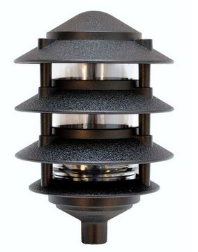 Focus FAL-04-7-BLT 4-Tier Cast Aluminum 6in. Pagoda Hat Fixture, 7W CFL, 120 volt, Black Finish