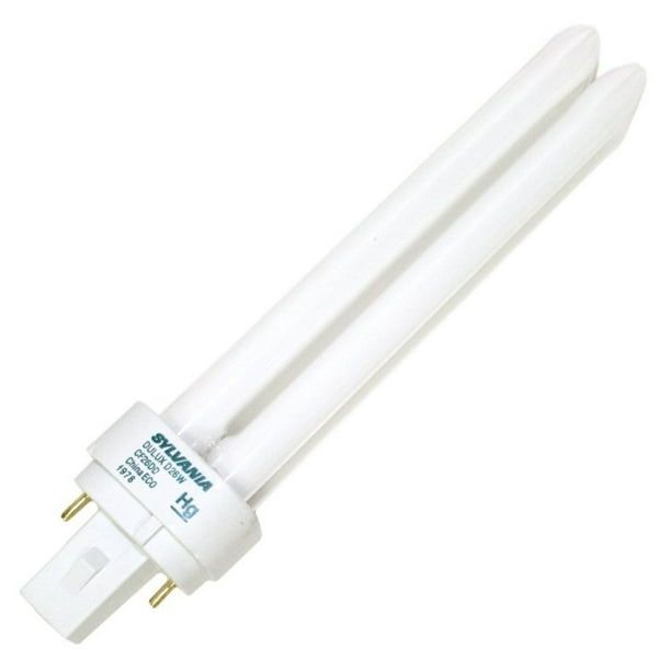 Sylvania 21113 CF26DD/827 26 watt Double-Tube Compact Fluorescent Lamp, Offset 2-Pin (G24d-3) base, 2700K, 1710 lumens, 10,000hr life