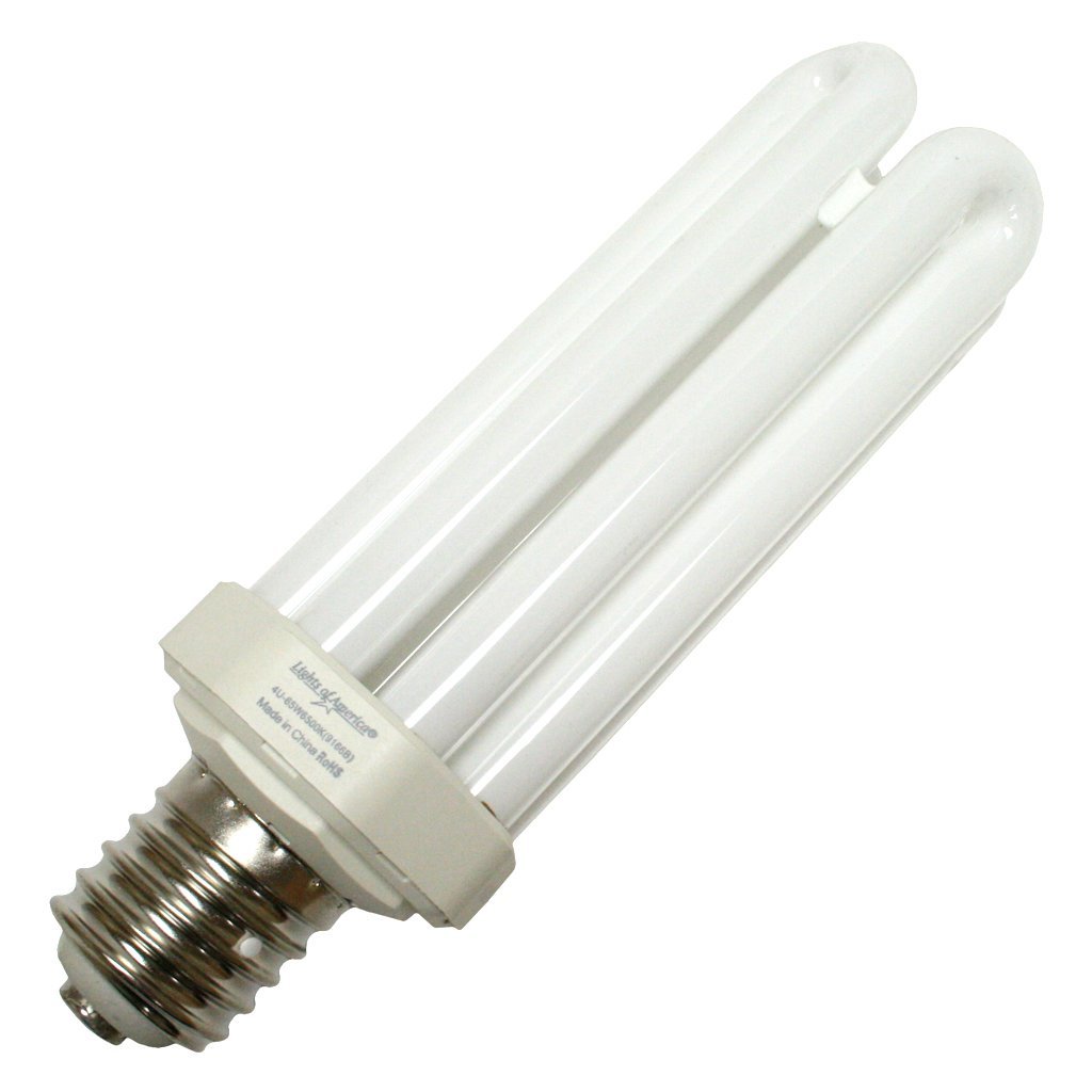 Lights of America 9166B 4U/65W/65K 65 watt Quad-Tube Compact Fluorescent Lamp, Mogul (E39) base, 6500K, 4550 lumens, 10,000hr life, 120 volt, Non-dimmable. *Discontinued*