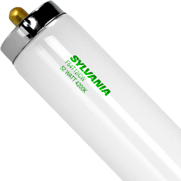 Sylvania 26403 F64T12/CW 52 watt T12 Linear Fluorescent Lamp, 64" length, 1-Pin (Fa8) base, 4200K, 3900 lumens, 12,000hr life. Available for local pickup only.