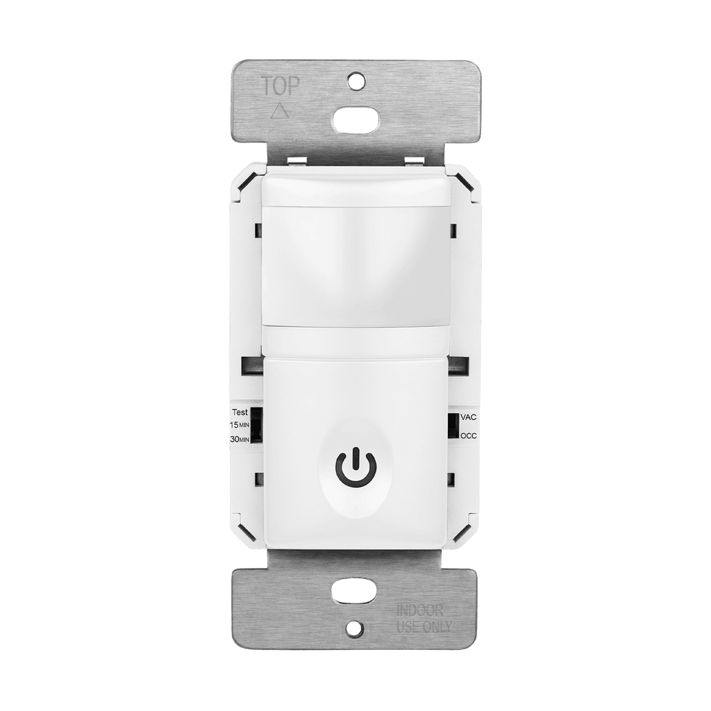 Enerlites HMOS-J-W White 500 watt LED, Incandescent, Fluorescent, Commercial Grade PIR Wall Switch Occupancy Sensor with 3-Wire (No Neutral Required), 180° coverage, 60Hz, 5A Resistive, 500VA Ballast, 1/8HP Motor, Auto On/Auto Off, 120-277 volt