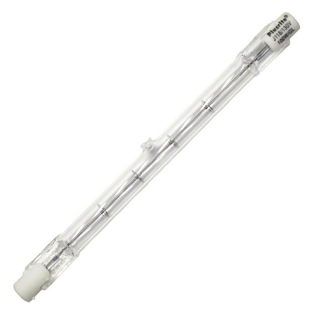 Plusrite 3365 J130V-100/CL/LONG Clear 100 watt T3 Long Tubular Halogen Lamp, 4.71" length, Double Ended (R7s) base, 1600 lumens, 2,000hr life, 130 volt. *Discontinued*