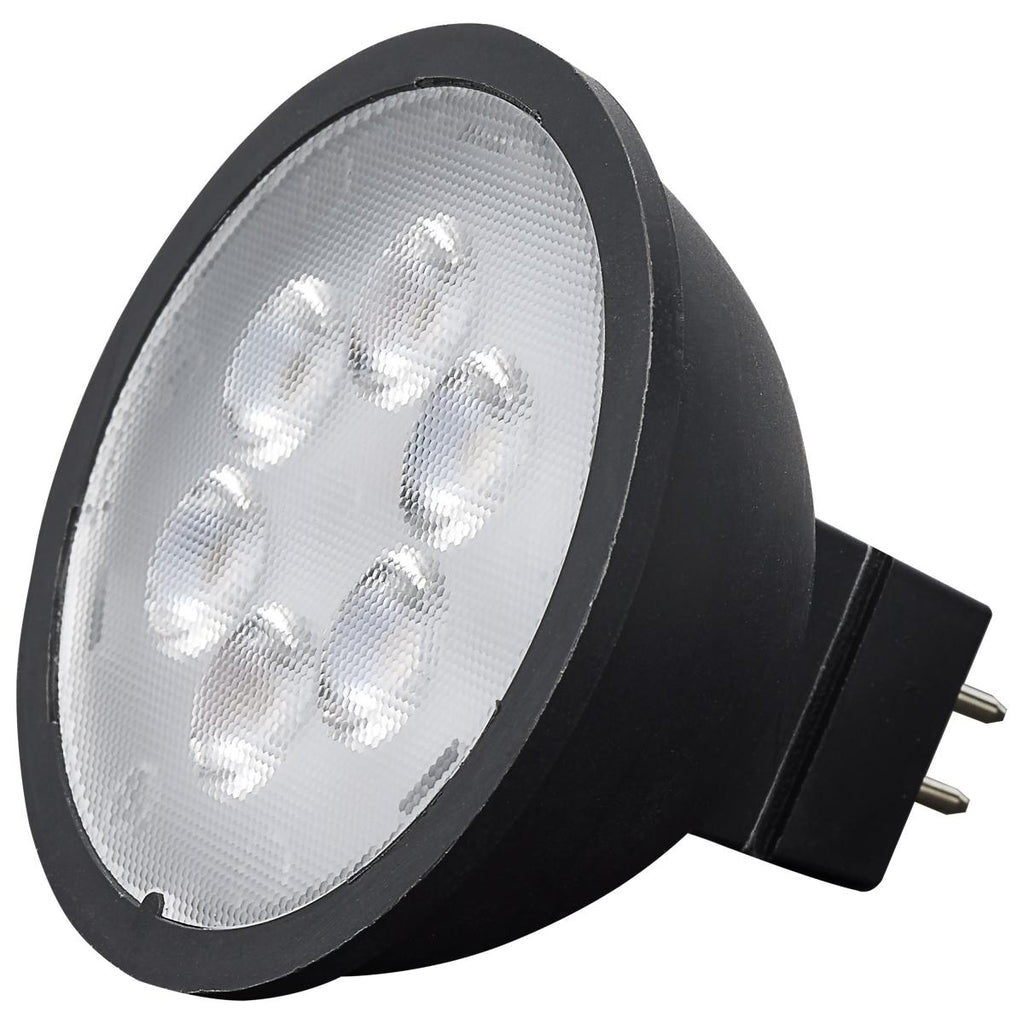 Satco S11396 4.5MR16/LED/40'/830/12V/BLACK 4.5 watt MR16 LED Reflector Light Bulb, Bi-Pin (GU5.3) Base, 3000K, 360 lumens, 25000hr life, 12V, Dimming, Black Finish